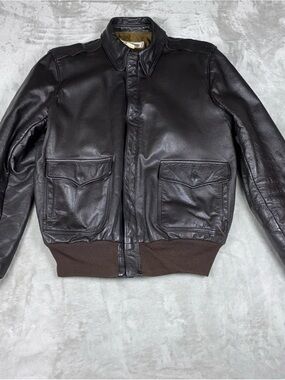 L.L. Bean Mens Goatskin Leather Bomber Jacket 42 Long USA Vintage 90’s Thinslate